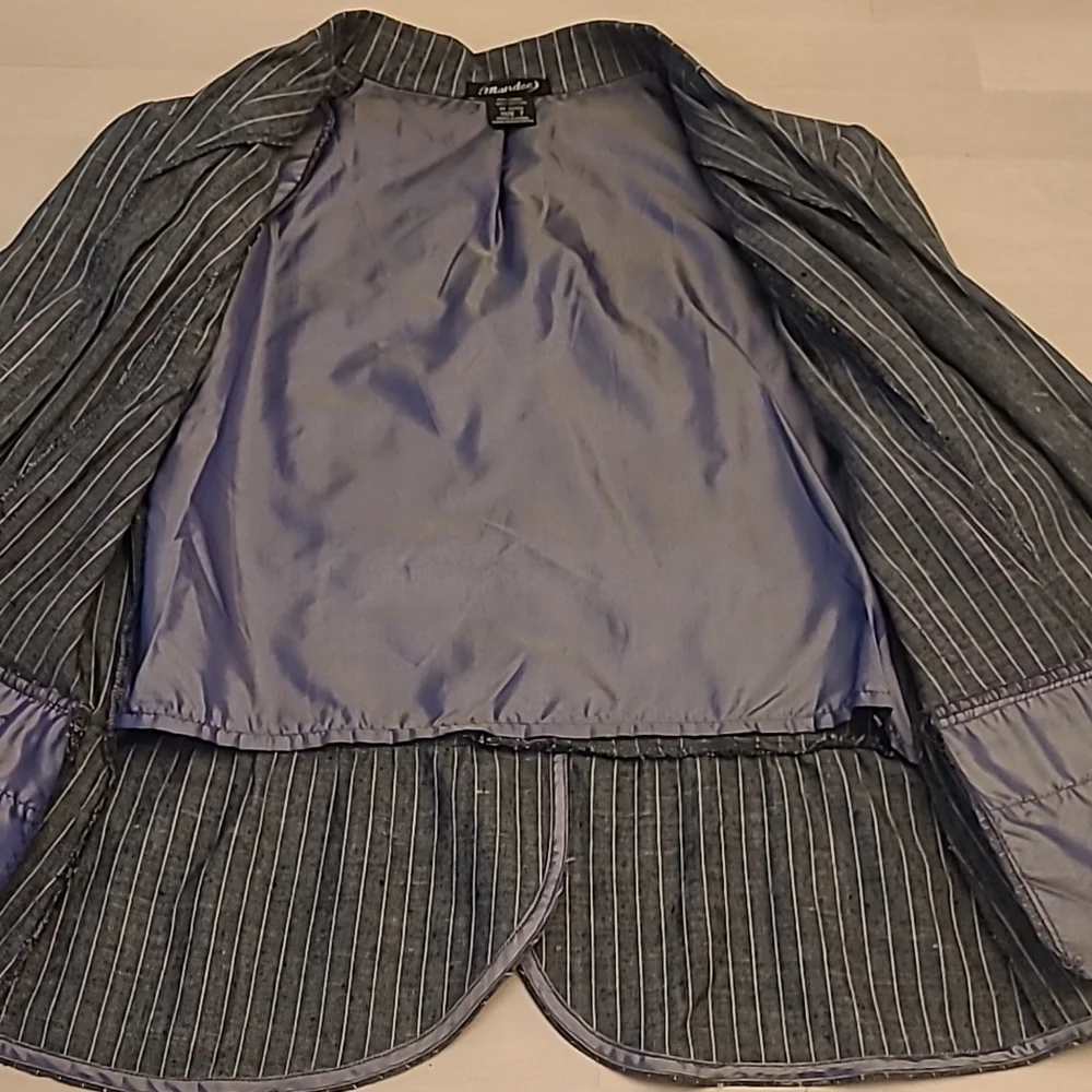 EUC VTG Mandee Linen/Cotton Blend Pinstriped Blazer - Picture 7 of 11